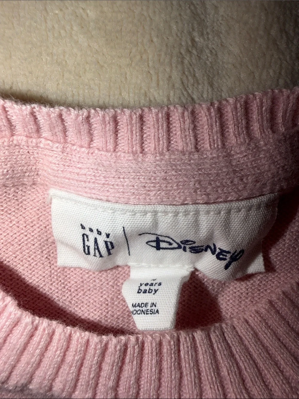 Gap Disney Pink Minnie Graphic Sweater with Black Accents